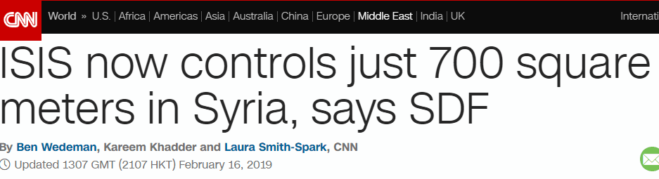 叙利亚民主力量:IS在叙实际控制区仅为700平方米